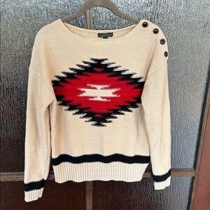 Ralph Lauren Jeans Company Ralph Lauren Beige Aztec Knit Sweater Size S